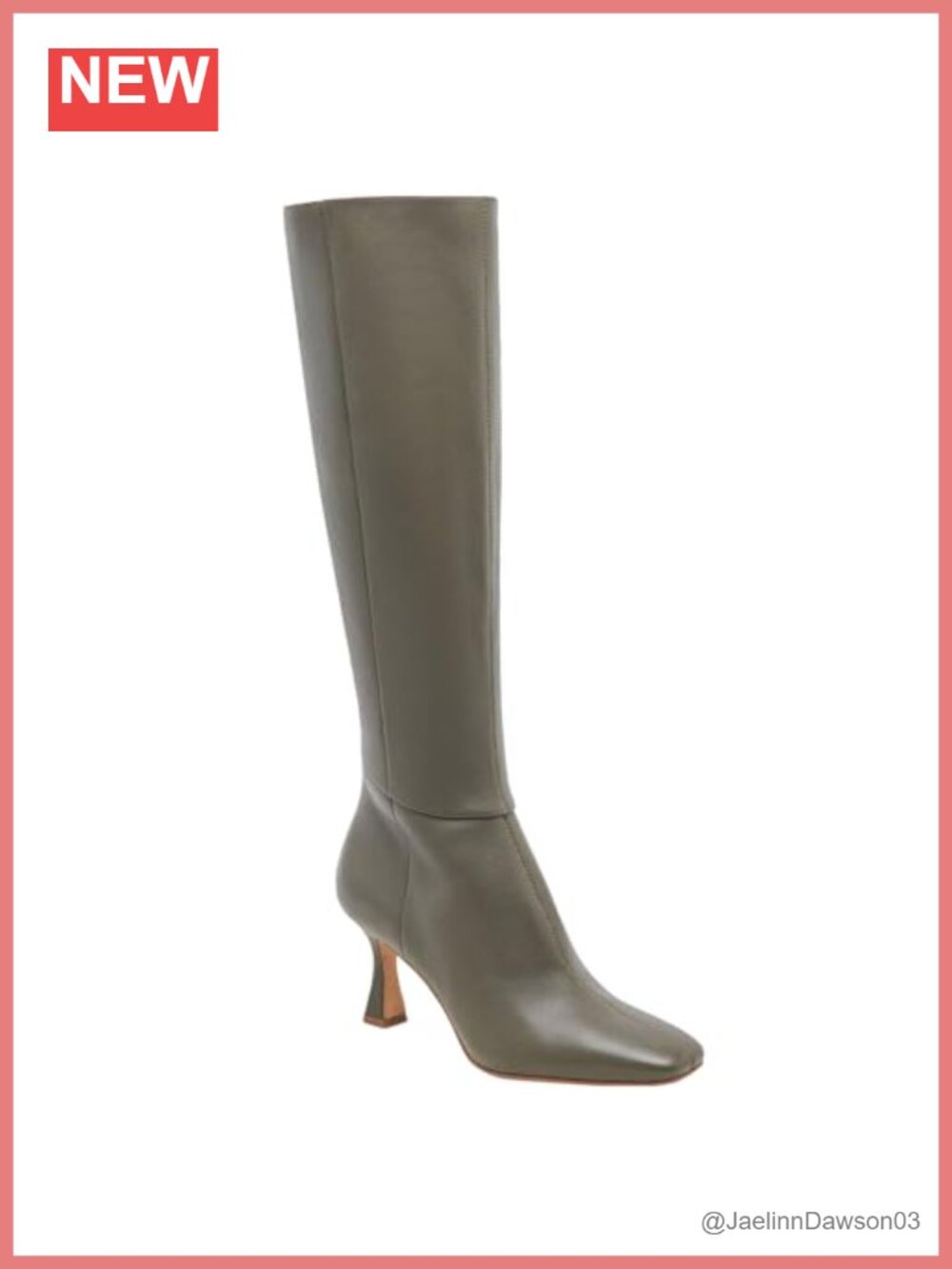 Women's Knee High Square Toe Kitten Heel Side Zipper TALL BOOTS Faux Leather